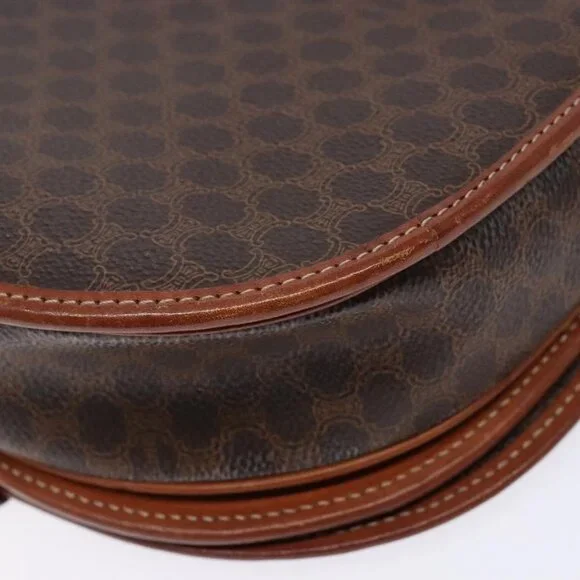 Authentic CELINE Macadam Canvas Shoulder Bag PVC Leather Brown Gold - Picture 4 of 16